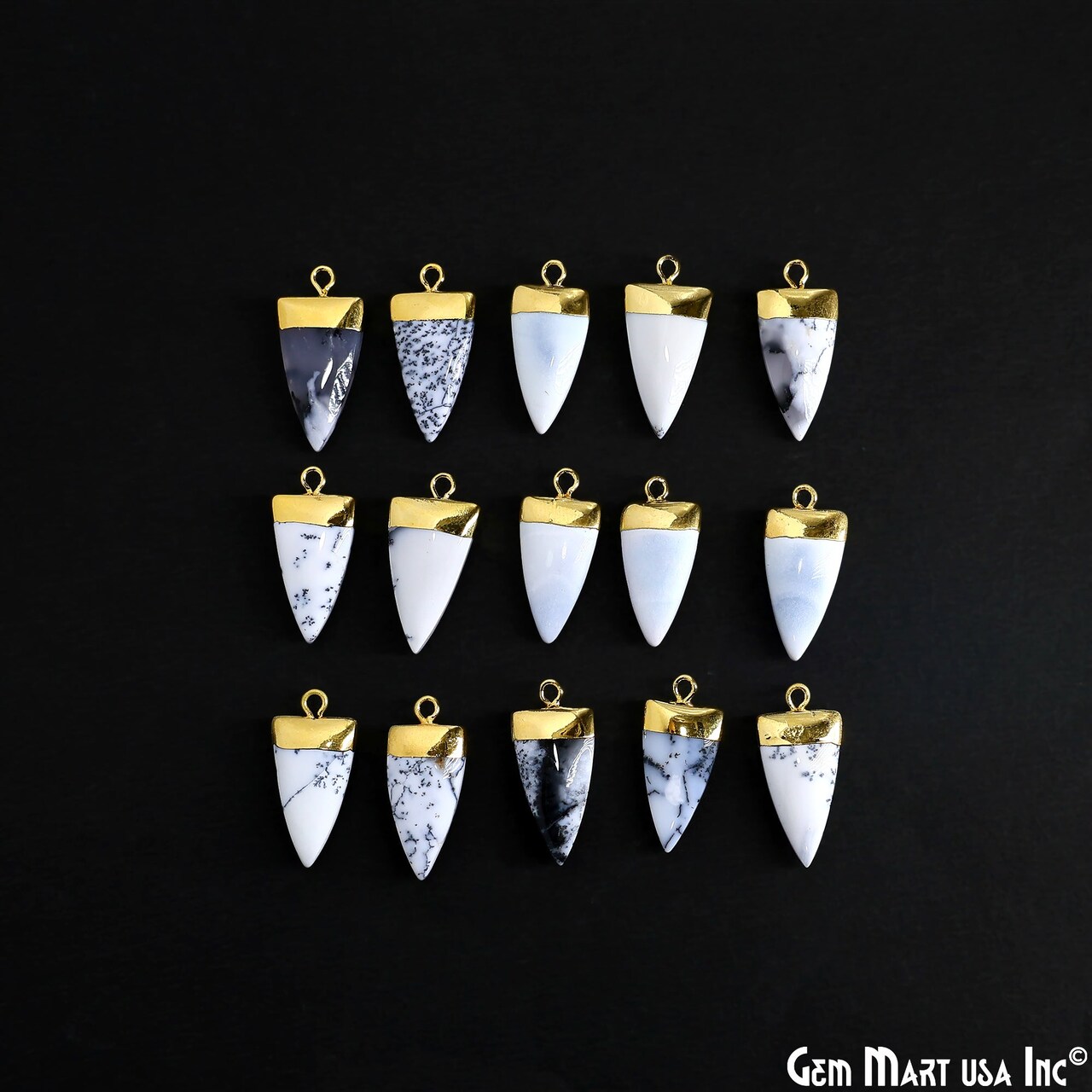 Triangle Pendant, Gold Electroplated Single Bail 24x10mm, Gemstone Connector Charm, GemMartUSA (50793)